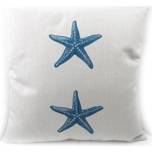 Sea animal sea star cotton linen digital print cushion cover pillow case blue sea cushion sets