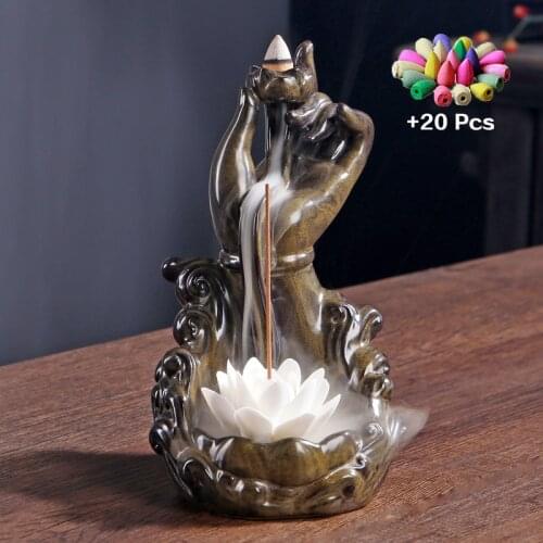 Zen Garden Incense Burner Incense Waterfall Lotus Incense Cones Oriental Incense Burner Waterfall Incense Fragrance Fireplace