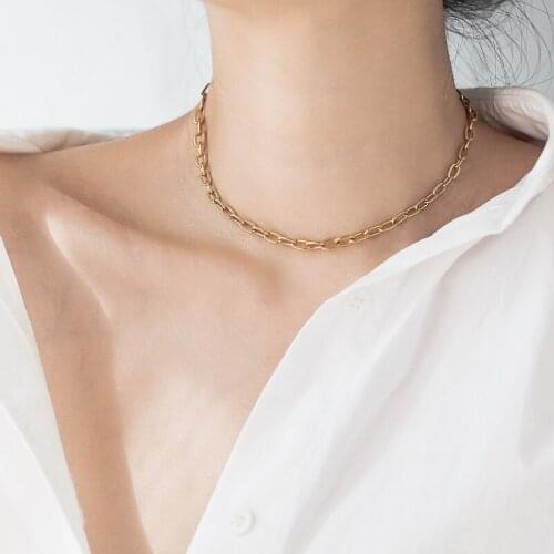 YUN RUO 2020 Individuality Fashion 14 K Gold Color Long Link Chain Choker Necklace Titanium Steel Jewelry Woman Gift Never Fade