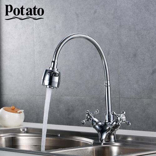 Potato Kitchen Faucet Solid Mixer Cold And Hot Flexible Water Tap Any Direction Nose Torneira For Kitchen p5860