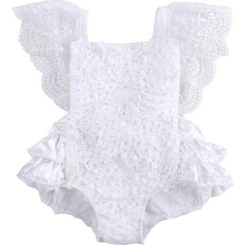 Newborn Baby Girls Summer Clothes Flower Lace Romper Dress Princess Girl Tutu Romper Dress Baby Bodysuit Outfits 0-24M