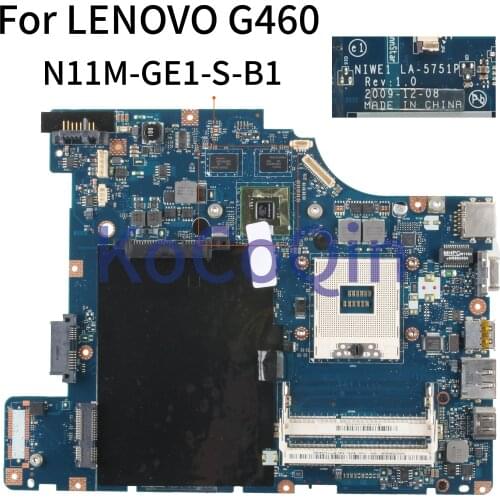 KoCoQin Laptop motherboard For LENOVO G460 Z460 HDMI Mainboard NIWE1 LA-5751P HM55 N11M-GE1-S-B1