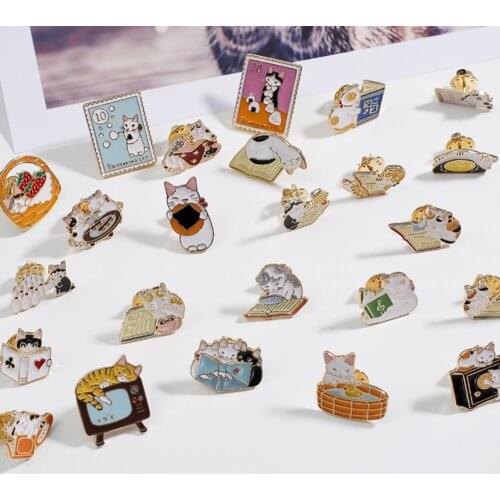Lovely Cute Cartoon Animal Brooch Drip Jewellery Cat Life Pin Brooch Alloy Enamel Brooch Cloth Bag Cap Accessory Gift