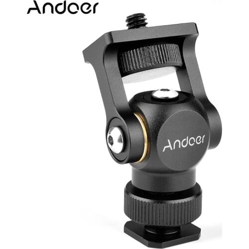 Andoer Video Monitor Mount Mini LED Light Bracket Holder Ballhead Aluminum Alloy with Cold Shoe Mount 1/4"Screw for DSLR Camera