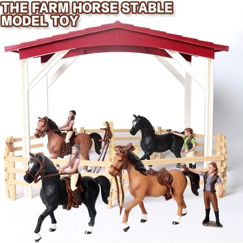 Simulation Farm Horse Stable Rider with Horse Toy Equestrian competition Figure Horse Fidget Toy figurine playset Decoration