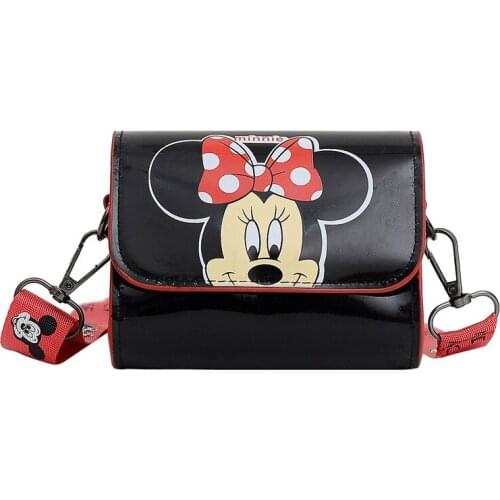 Fashion Designer Wide Shoulder Strap Mickey Handbag Small Crossbody PU Square Cartoon Children Coin Purse Shoulder Bag