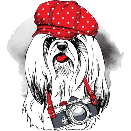 Cartoon A Puppy With A Camera Car Sticker KK Vinyl Auto Accessories Car Styling Laptop Decal PVC 13cm*12cm