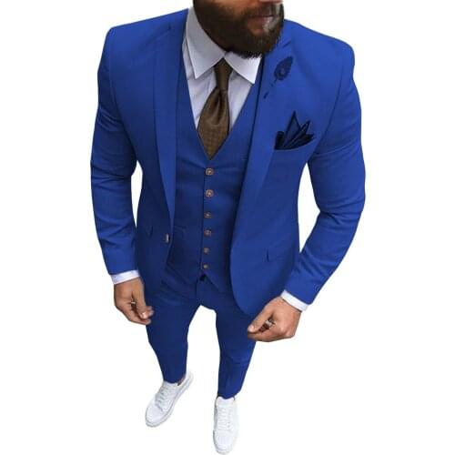 VEIAI Mens Suit Casual 3 Pieces Slim Fit Business Suits Peaked Lapel Wedding Groom Tuxedos Jacket Pants Vest