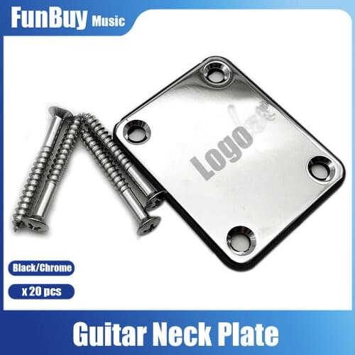 20Set Lettering Carved Electric Guitar Neck Plate&4 Screws For ST TL Style Electric Guitar Bass Chrome