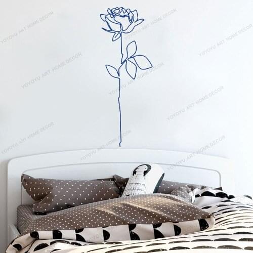 Flower Line Draw Art Wall Sticker For Home Decor Living Room Fashion Wall Decals Valentines Removable Murals Wallpoof CX1438