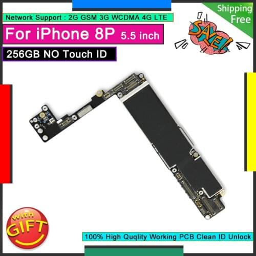 Original Motherboard Without Home Button For IPhone 8P 8 PLUS 256GB NO Touch ID Unlocked Good Working Mainboard Logic Board