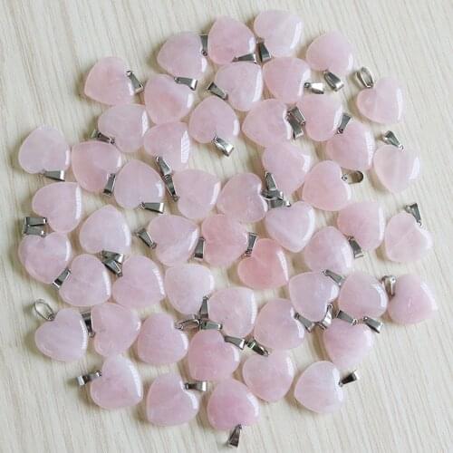 Rose Quartzs Crystal Necklace Natural Stone Free Shipping Heart Pendants 20mm For DIY Jewelry Making