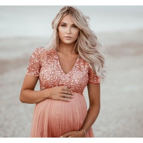 Pregnant Dress New Maternity Photography Props For Shooting Photo Pregnancy Clothes Shoulder Half Circle Gown