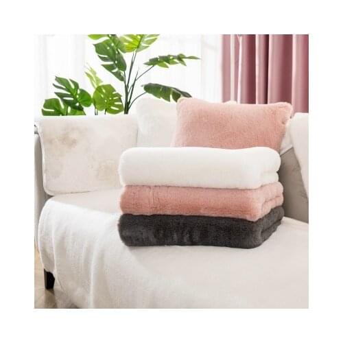 Rabbit plush sofa cushion non-slip leather sofa towel thick plush sofa cover
