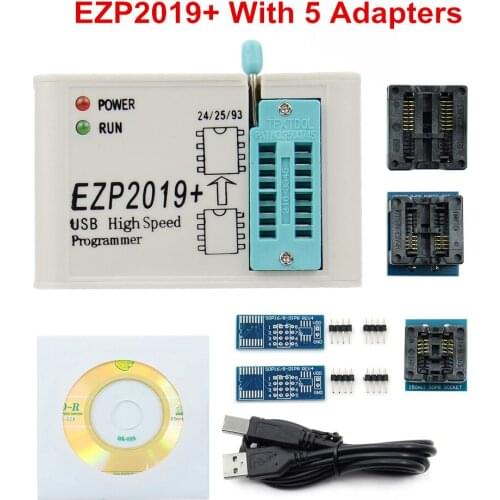 EZP2019 Programmer USB Support Win7&8 24 25 93 EEPROM Flash Bios Chip with 5 Adapters Minipro Smart Chips Portable Calculator