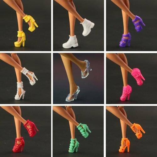 The lowest Price 20 pair / lot new high quality fashion Shoes For Barbie Doll 10 different Style different Color shoes