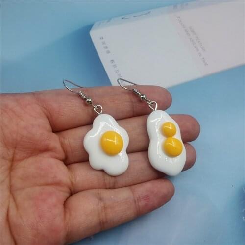 1Pair European Double Yellow Egg Drop Earrings For Women Girl Korea Cartoon Funny Earings Jewelry Christmas Gift EC506