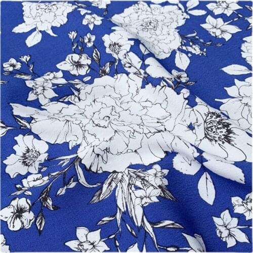Width 53" Fashion Simple Printing Crepe De Chine Cotton Fabric By The Half YardFor Dress Shirt Cheongsam Material