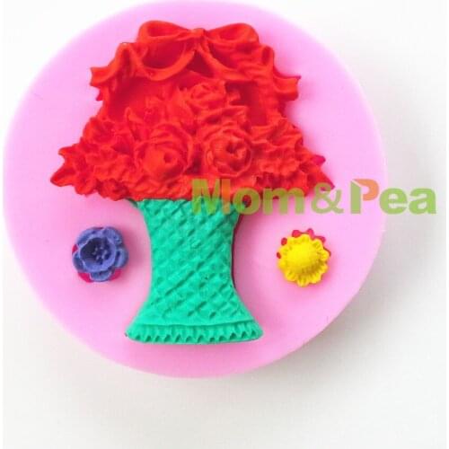 Mom&Pea 0691 Free Shipping Flower Basket Shaped Silicone Mold Cake Decoration Fondant Cake 3D Mold