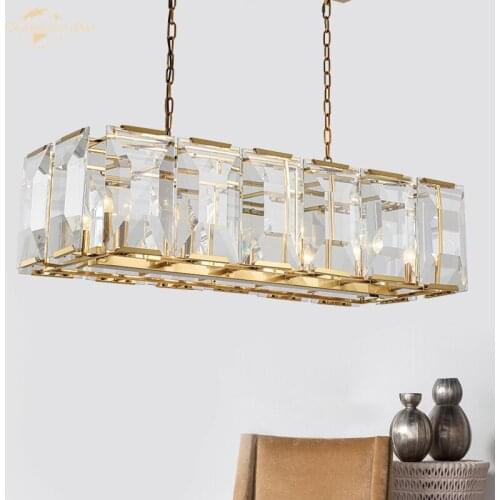 Modern Luxury Crystal Chandeliers Lighting for Living Room Bedroom Restaurant Hotel Villa Decor Nordic Candle LED Square Lamp