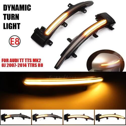 2pcs LED Dynamic Turn Signal Light For Audi TT TTS MK2 8J 2007-2014 TTRS R8 Sequential Rear View Mirror Indicator Amber