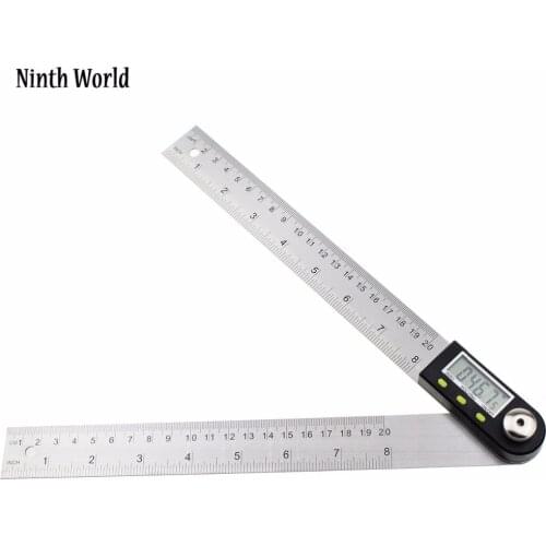 Ninth World 2in1 Digital Protractor Goniometer Level Measuring Tool Electronic Angle Gauge Stainless Steel Angle Ruler 0-200mm
