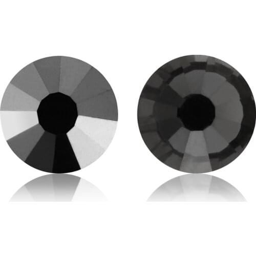 Black Diam Non HotFix Rhinestone Crystal Rhinestone Round Glass Metallic Silver Elements Rhinestones on Toes Decoration