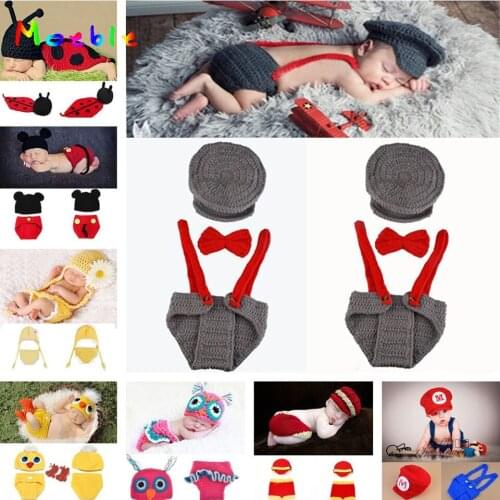 Crochet Baby Boy Gentleman Hat Bow Tie Pants Set Knitted Baby Hat Newborns Photo Props Infant Knitting Outfits 1set MZS-15039
