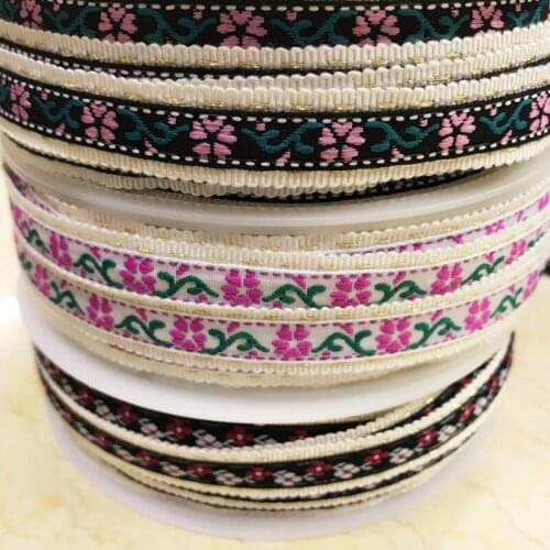Embroidery ethnic jacquard webbing woven tape lace trim ribbon 1.3cm tribal boho DIY cloth bag gift accessory floral Africa sew