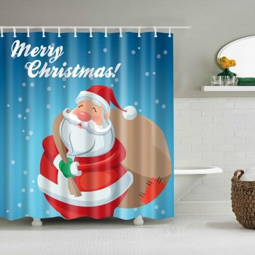 Nordic Style Santa Claus Christmas Deer Merry Christmas Shower Curtains Bathroom Curtain Frabic Mildewproof Waterproof Curtain