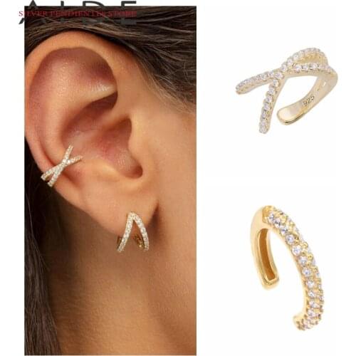 AIDE Pendientes 925 Sterling Silver Ear Cuff For Women gold Cross Ear Cuff Earrings for Women Clip Earrings Cartilage Jewelry