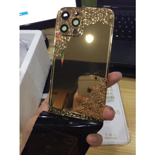 For iPhone 12 pro gold housing with flower design