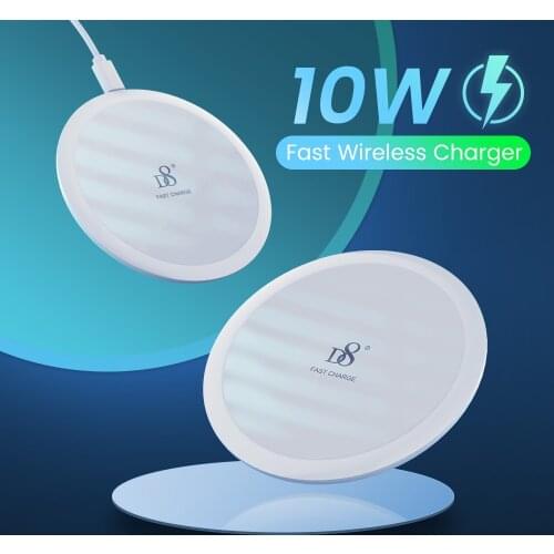 10W Wireless Charger For iPhone 12 11 Pro XS With USB C Cable For Samsung Xiaomi Fast Wireless Charging Pad Induction Charger