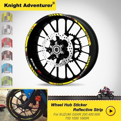 12X high quality motorcycle wheel decals waterproof Reflective stickers rim stripes SUZUKI GSXR 250 400 600 750 GSXR600 750 1000