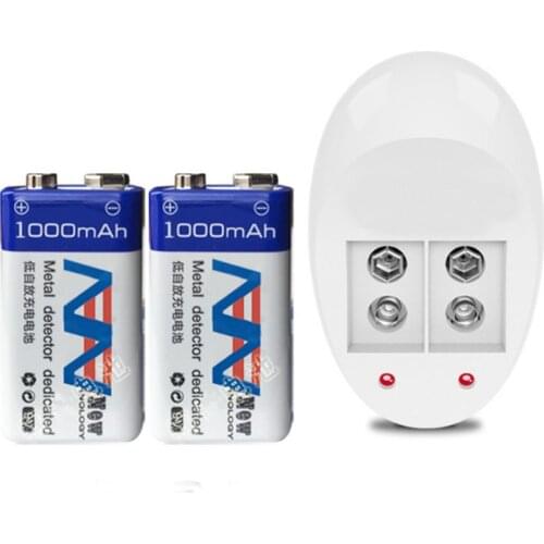 2PCS 9v rechargeable battery 1000mAh Large 9V Lithium Ion Battery 9V Batterie Hersteller garantie + 1PCS 9V Smart Charger