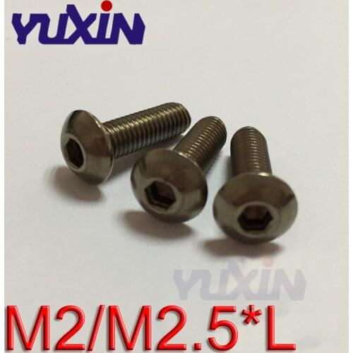 20pcs ISO7380 M2/M2.5*L Pure Titanium Button Socket Head Screws TitaniumTiGR2 Hex Socket Round Head Machine Screw Carriage Bolts