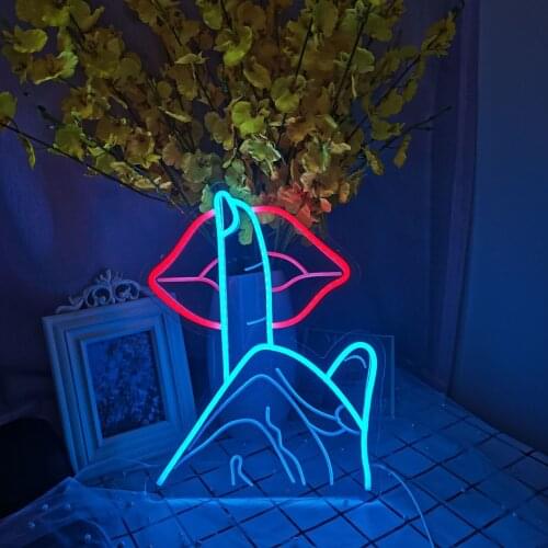 5V LED Usb Be Quiet Finger on Lips Neon Light Sign Photo Photograph Home Office Trippy Room Decor Bar Blacklight Cool Wall Decor