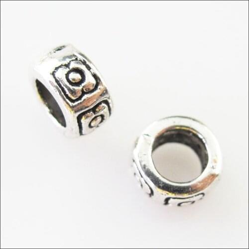 45Pcs Tibetan Silver Color Round Spacer Beads Charms 7mm