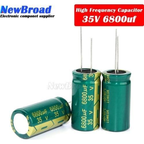5PCS Aluminum electrolytic capacitor 25V 35V 50V 6800UF high frequency low resistance long life 16*30 18*35 22*40MM Green-gold