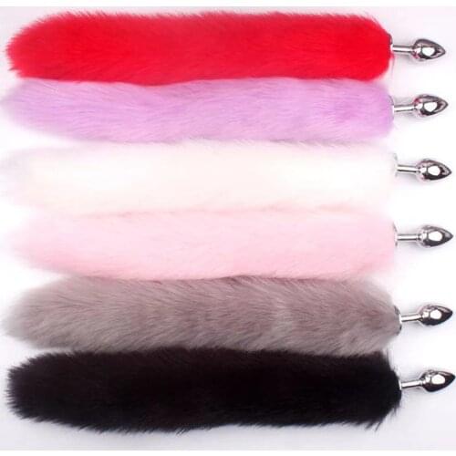 Various Colors Plush Fox Tail Stainless Steel Anal Plug Prostate Massager Butt BDSM Sex Toys For Adult Erotic Game Sexy Tools