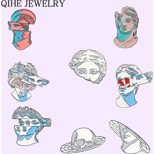 Human Art Statue Enamel Pins Classic Figure Sculpture Brooches for Women Men Badges Shirt Backpack Lapel Pin Jewelry Wholesale