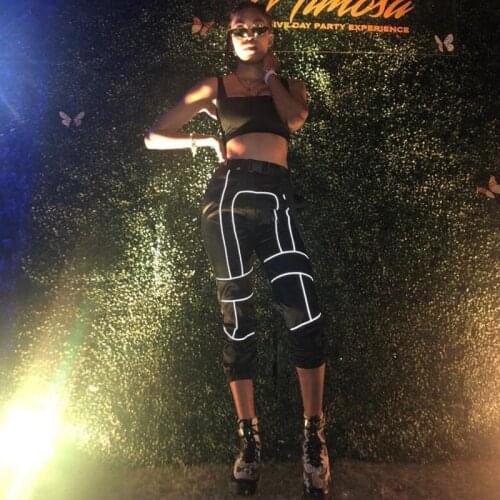 Spring Reflective cargo pants women Casual harem pants 2019 hot black Sweatpants ladies wild Belt decoration Active Wear