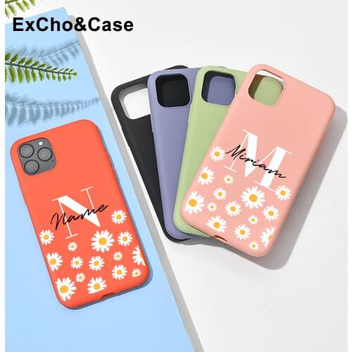 Custom Name Daisy lavender flower iphone case For iphone SE 2020 6 6S 7 8 Plus X XS XR XS Max 11 Pro 12 Mini MAX Liquid silicone