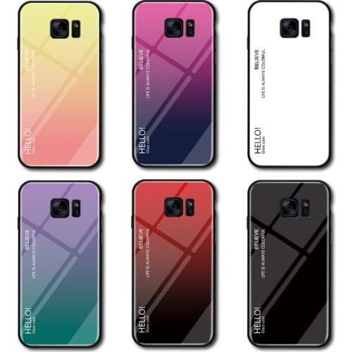 For Samsung S10E S10 Plus Case S7 Edge S8 S9 Colored Soft Silicone Frame Gradient Back Glass Back Cover for Galaxy S7 S8 S9 Plus