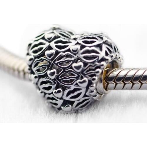 DIY Fits for Pandora Charms Bracelets Love & Kisses Beads 100% 925 Sterling-Silver-Jewelry Free Shipping