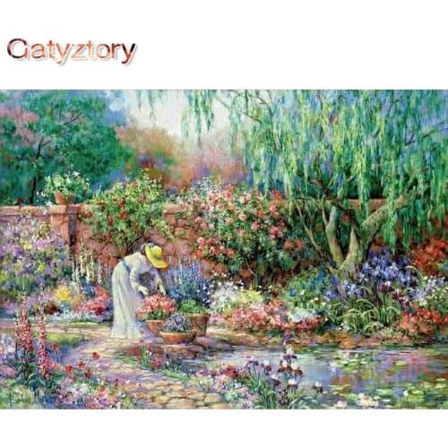 GATYZTORY Frameless Figure DIY Painting By Numbers Modern Park Woman Wall Art Picture Acrylic Paint By Numbers For Home Decor