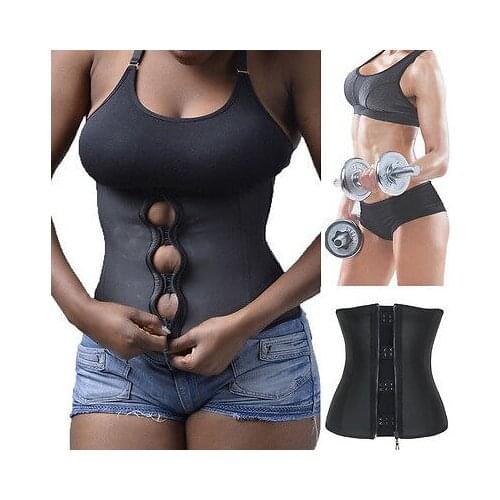 Corset Body Shaper Latex Rubber Waist Trainer Underbust Slimming Cincher Zipper Trainer Cincher Corset Zip Girdle Belt