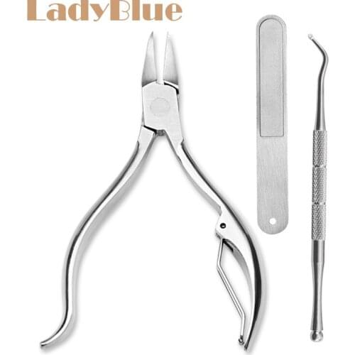 3pcs/set Cuticle Nipper Nail Pedicure Dead Skin Pusher Nail Cilpper Nail File Manicure Set for Toe and Finger Cutters Nail Tool