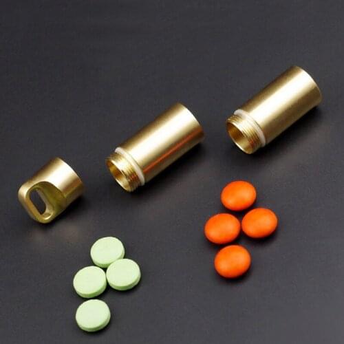 Outdoor Camping Tool Brass Waterproof Bottle Double Layer Canister Copper Medicine Bottle