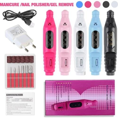 1 Set Professional Electric Nail Drill Machine Pen Pedicure Nail File Sanding Bands Nail Drill Bits Tools Equipment Kit